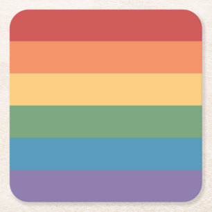 Gay Pride Flag Heathered Quadrat Rechteckiger Pappuntersetzer