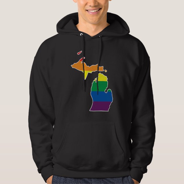 Gay Pride Flag  Michigan State Map  Rainbow Stripe Hoodie (Vorderseite)
