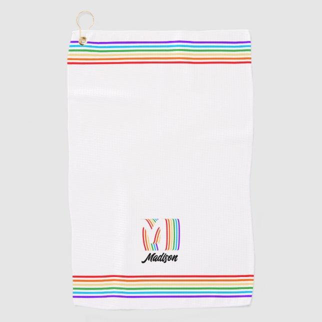 Gay Pride Flag Monogram Golf Handtuch (Vorderseite)
