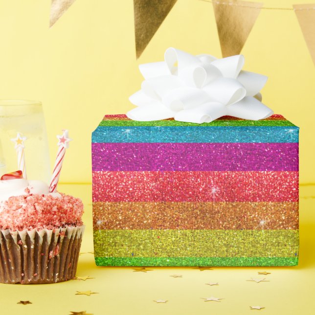 Gay Pride Flag Regenbogen Glitzer Streifen LGBTQIA Geschenkpapier (Geburtstagsparty)