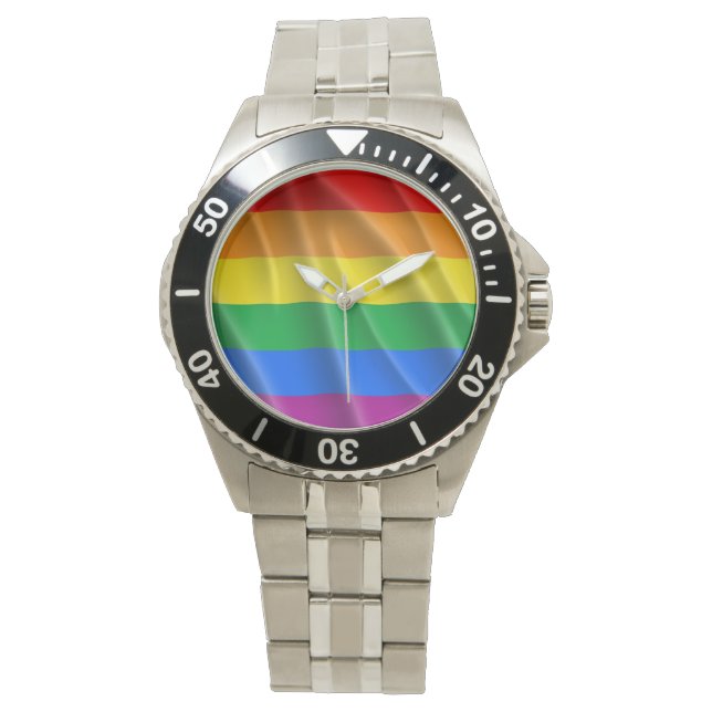 GAY PRIDE FLAG WAVY DESIGN - 2014 PRIDE ARMBANDUHR (Vorderseite)