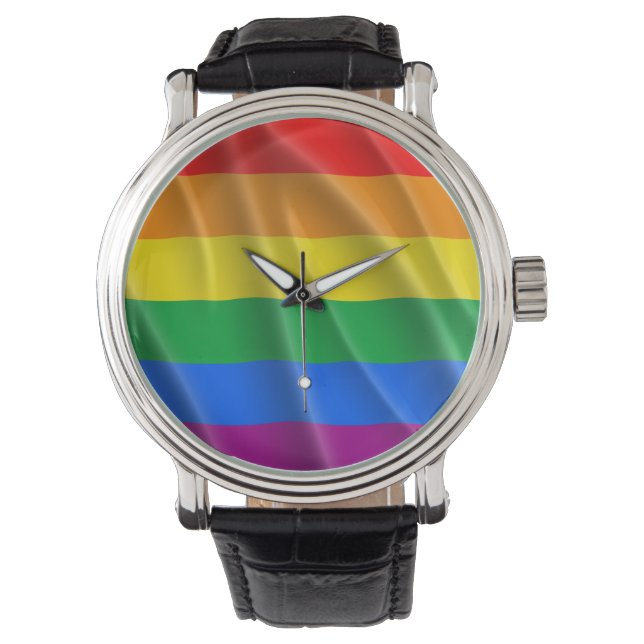 GAY PRIDE FLAG WAVY DESIGN -.png Armbanduhr (Vorderseite)