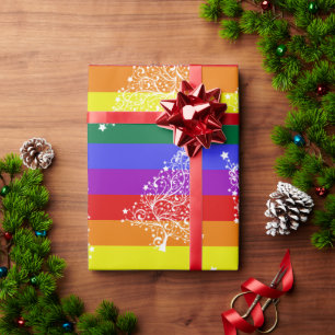Gay Pride Flag Weihnachtsbaummuster Geschenkpapier