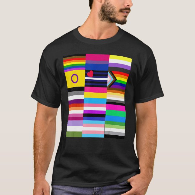 Gay Pride Flags Rainbow Word Design T-Shirt (Vorderseite)