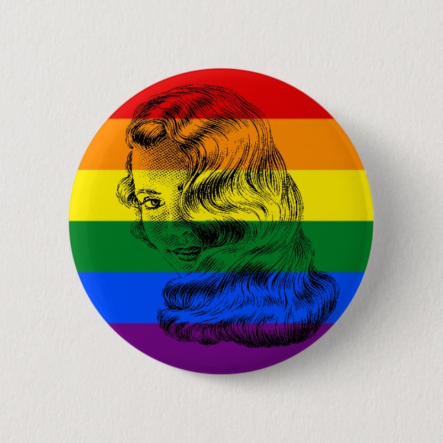 Gay Pride-Frau-Knopf Button (Vorderseite)