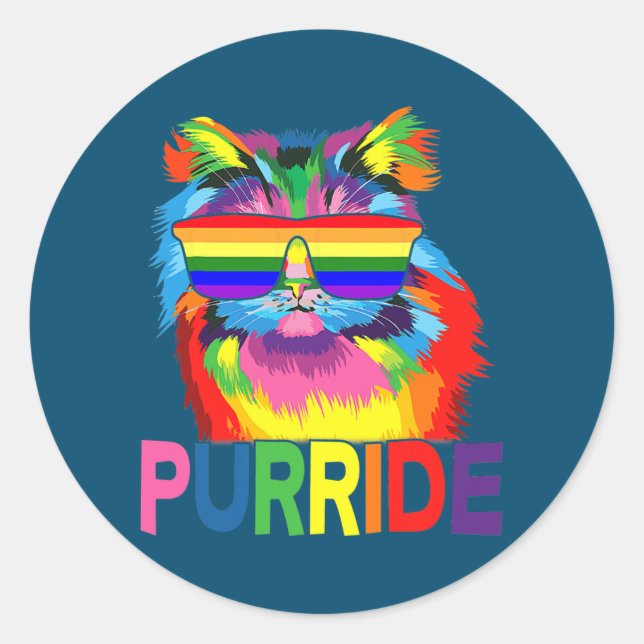 Gay Pride für Männer LGBT Daddy Cat Purride Runder Aufkleber (Vorderseite)