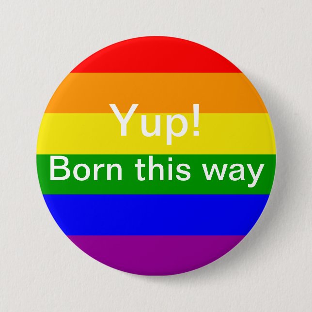 Gay Pride geboren auf diese Weise Rainbow Flag Button (Vorderseite)