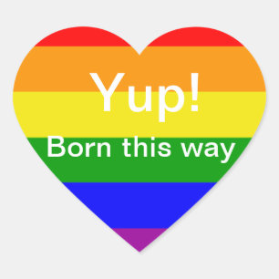 Gay Pride Geboren auf diese Weise Rainbow-Flagge Herz-Aufkleber