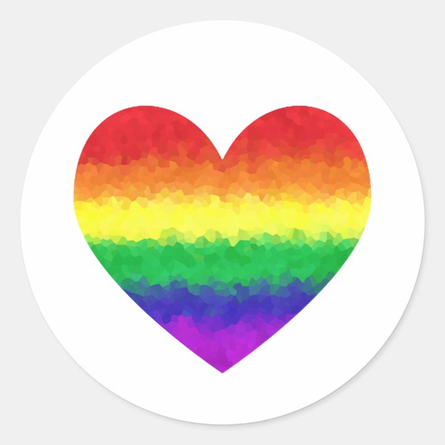 Gay Pride Geometric Rainbow Heart LGBT Liebe Runder Aufkleber (Vorderseite)
