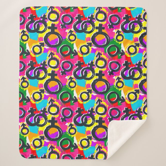 Gay Pride Geschlecht Neonmuster Sherpadecke (Vorderseite)