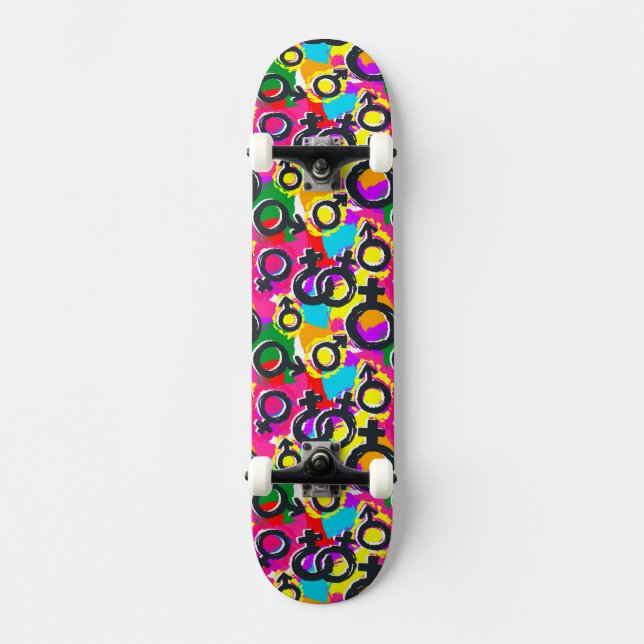 Gay Pride Geschlecht Neonmuster Skateboard (Vorderseite)