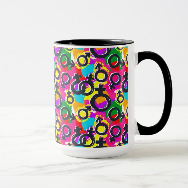 Gay Pride Geschlecht Neonmuster Tasse (Rechts)