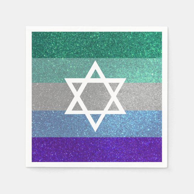 Gay Pride Glitzer Bar Mitzvah Jüdischer Star von D Serviette (Vorderseite)