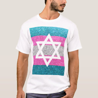 Gay Pride Glitzer Transexual Jewish Star of David T-Shirt