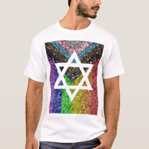 Gay Pride Glitzer Transexual Jewish Star of David T-Shirt