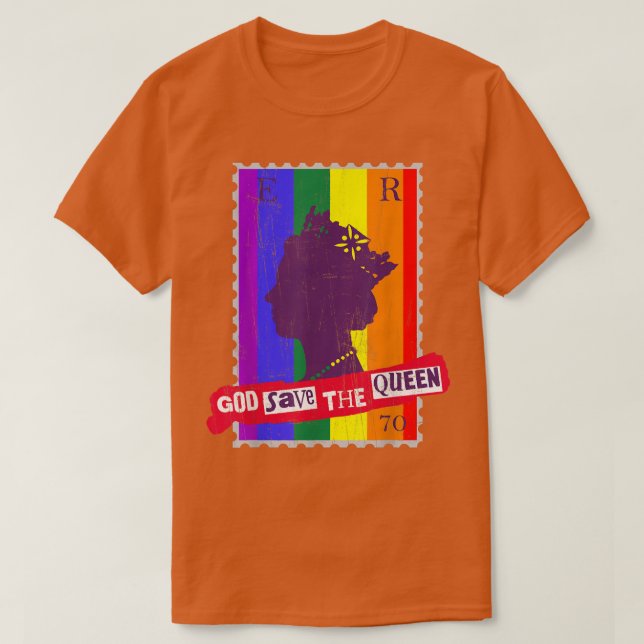 GAY PRIDE GOD RETTETE DIE QUEEN RAINBOW FLAG T-Shirt (Design vorne)