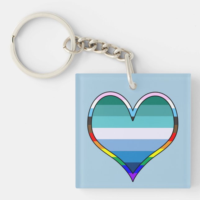 Gay Pride Heart Keychain Schlüsselanhänger (Vorderseite)