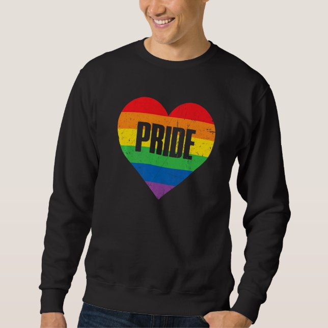 Gay Pride Heart Rainbow Flag LGBT LGBTQ Lesbian Bi Sweatshirt (Vorderseite)