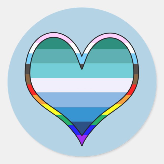 Gay Pride Heart Runder Aufkleber (Vorderseite)