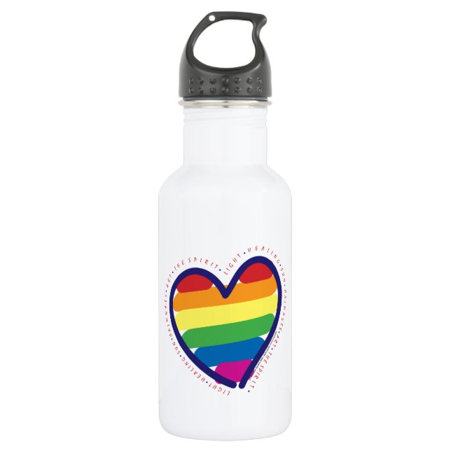 Gay Pride Heart Trinkflasche (Vorderseite)