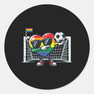 Gay Pride Herz Fußball Lgbtq Verbündeter Regenboge Runder Aufkleber
