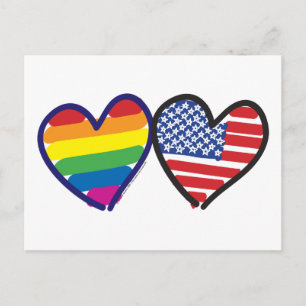 GAY-PRIDE-HERZ-UND-FLAG POSTKARTE