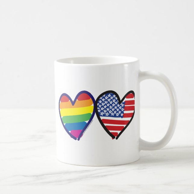 GAY-PRIDE-HERZ-UND-FLAG TASSE (Rechts)