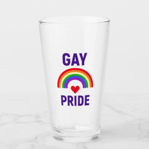 Gay Pride Herz und Regenbogen Glas