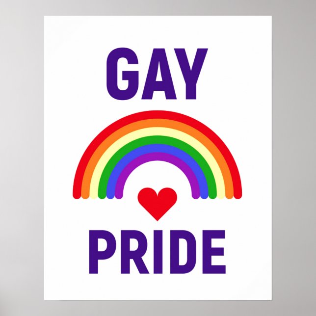 Gay Pride | Herz und Regenbogen Poster (Vorne)