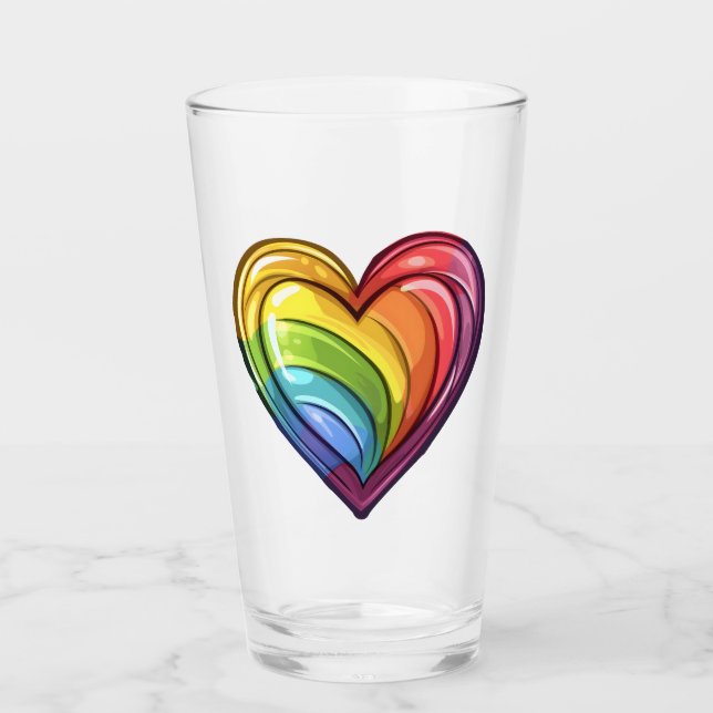 Gay Pride Herzdesign Glas (Vorderseite)