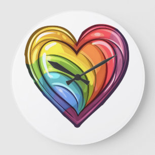 Gay Pride Herzdesign Große Wanduhr