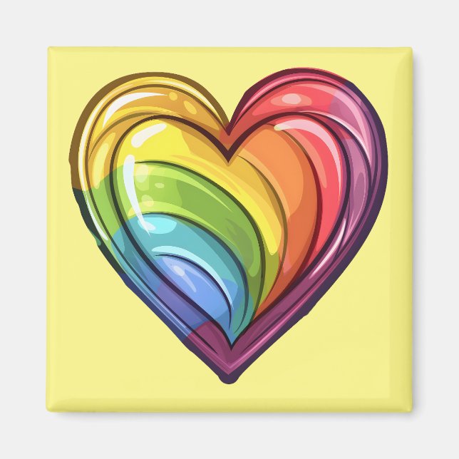 Gay Pride Herzdesign Magnet (Vorne)