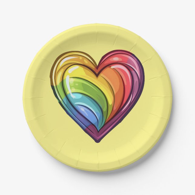 Gay Pride Herzdesign Pappteller (Vorderseite)