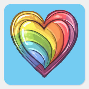 Gay Pride Herzdesign Quadratischer Aufkleber