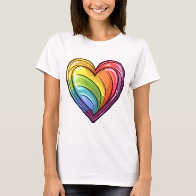 Gay Pride Herzdesign T-Shirt (Vorderseite)