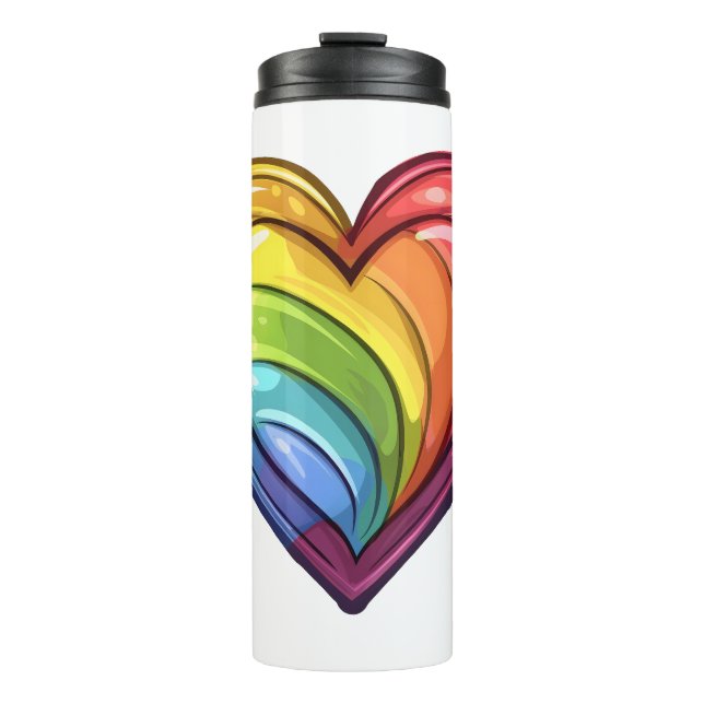 Gay Pride Herzdesign Thermosbecher (Vorderseite)
