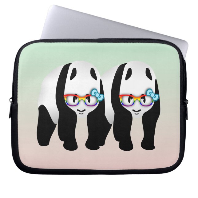 Gay Pride Hipster Pandas Laptopschutzhülle (Vorderseite)