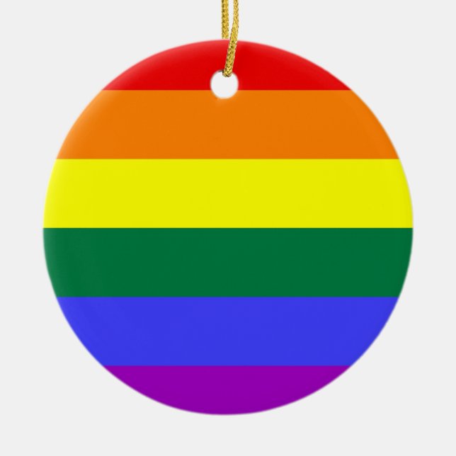 Gay Pride-horizontale Bar-Regenbogen-Flagge Keramikornament (Vorne)