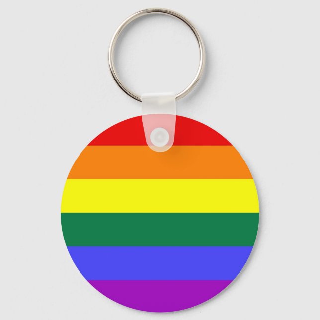 Gay Pride Horizontaler Bar-Regenbogenflag Schlüsselanhänger (Vorderseite)