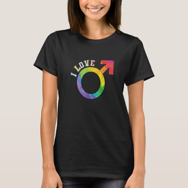 Gay Pride I Lieben Männer T-Shirt (Vorderseite)