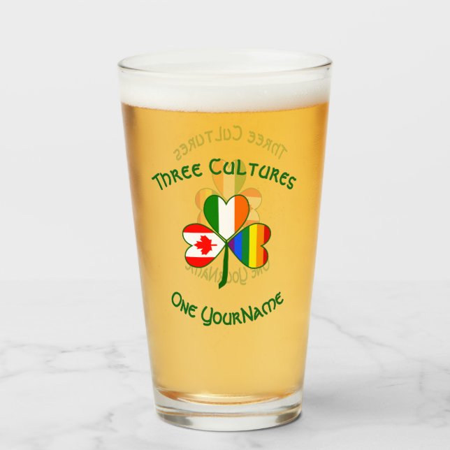 Gay Pride Irish Canadian Flag Kleeblatt Personaliz Glas (Vorne (Gefüllt))