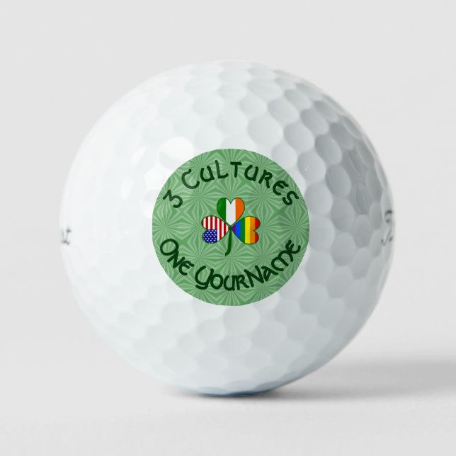 Gay Pride Irland USA Kleeblatt Flag Personalisiert Golfball (Vorderseite)