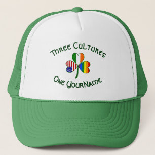 Gay Pride Irland USA Shamrock-Flagge Personalisier Truckerkappe