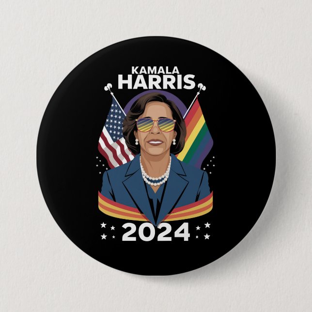 Gay Pride Kamala Harris 2024 Vizepräsident LGBTQ+ Button (Vorderseite)