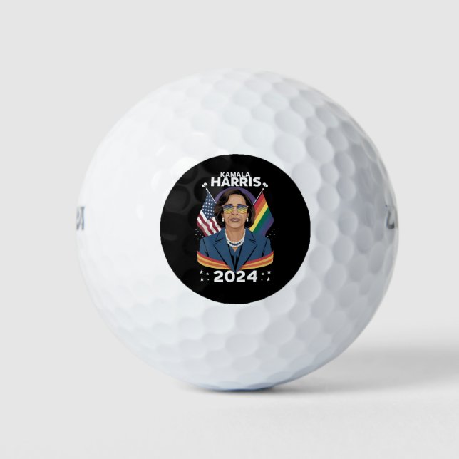 Gay Pride Kamala Harris 2024 Vizepräsident LGBTQ+ Golfball (Vorderseite)