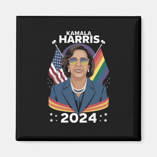 Gay Pride Kamala Harris 2024 Vizepräsident LGBTQ+ Magnet (Vorne)