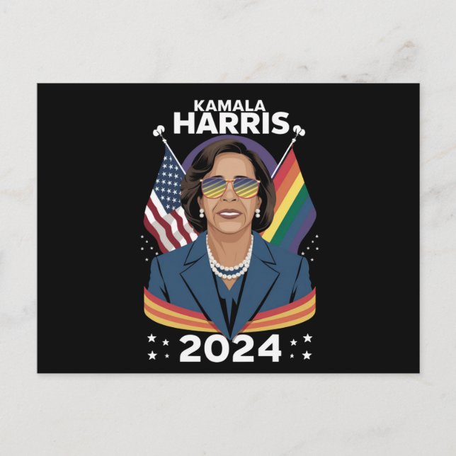 Gay Pride Kamala Harris 2024 Vizepräsident LGBTQ+ Postkarte (Vorderseite)