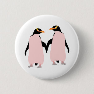 Gay Pride Lesbian Penguins Holding Hands Button