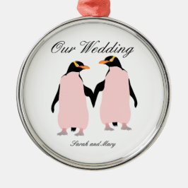 Gay Pride Lesbian Penguins Holding Hands Silbernes Ornament