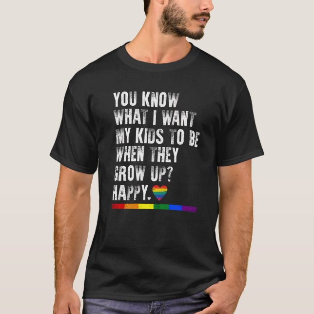 Gay Pride LGBT Awareness Parents Mom Dad Lesbian P T-Shirt (Vorderseite)